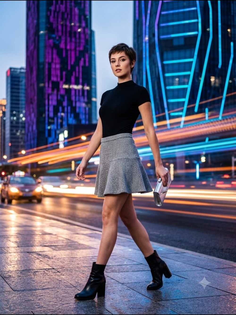 Topshop Grey Flared Mini Skirt